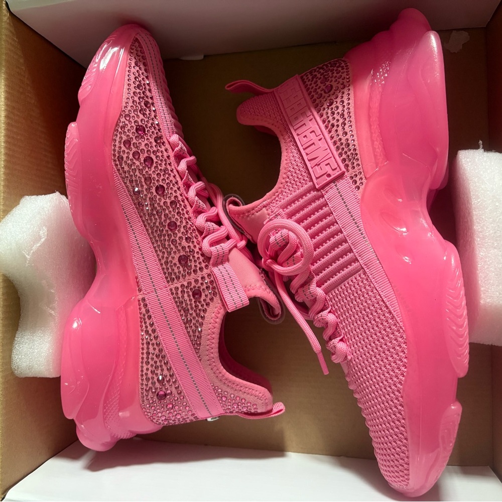Steve Madden Maxima hot pink rhinestone sneakers